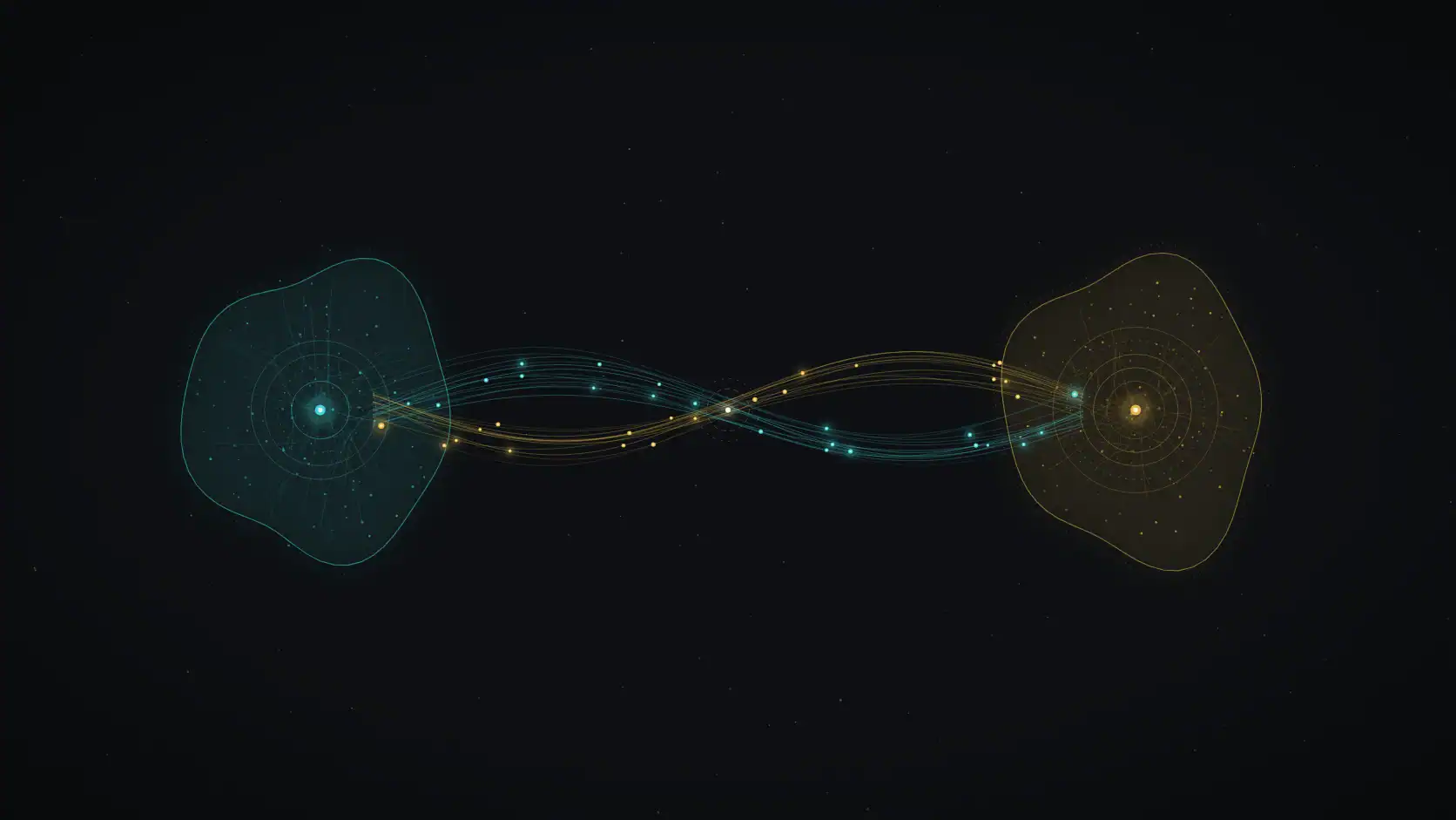 Représentation graphique de deux entités connectées par des flux d'énergie.