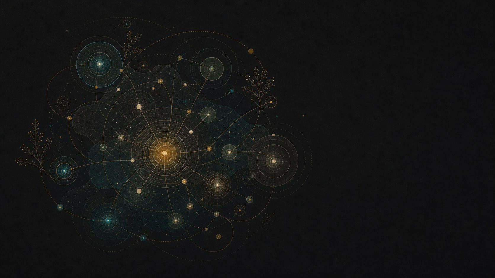 Illustration abstraite de connexions et de réseaux lumineux sur fond noir.